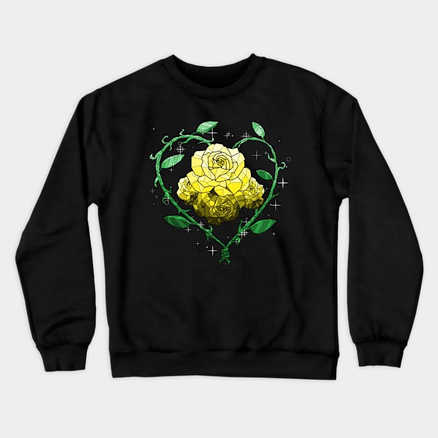 Yellow Crystal Flower Crewneck Sweatshirt by Saira Crystaline